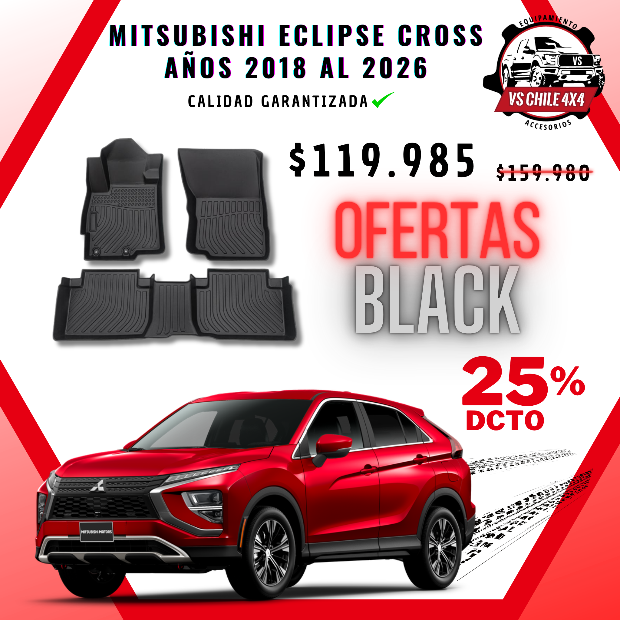 Pisos de Calce Perfecto Mitsubishi Eclipse Cross (2018–2025) — TPE 3D Premium