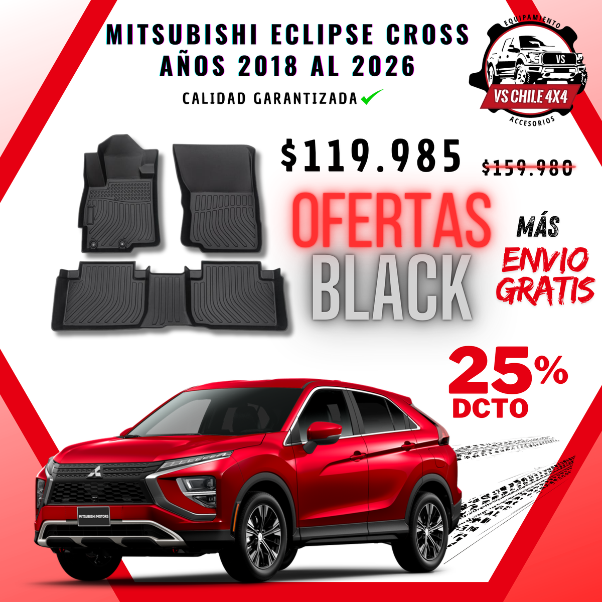Pisos de Calce Perfecto Mitsubishi Eclipse Cross (2018–2025) — TPE 3D Premium