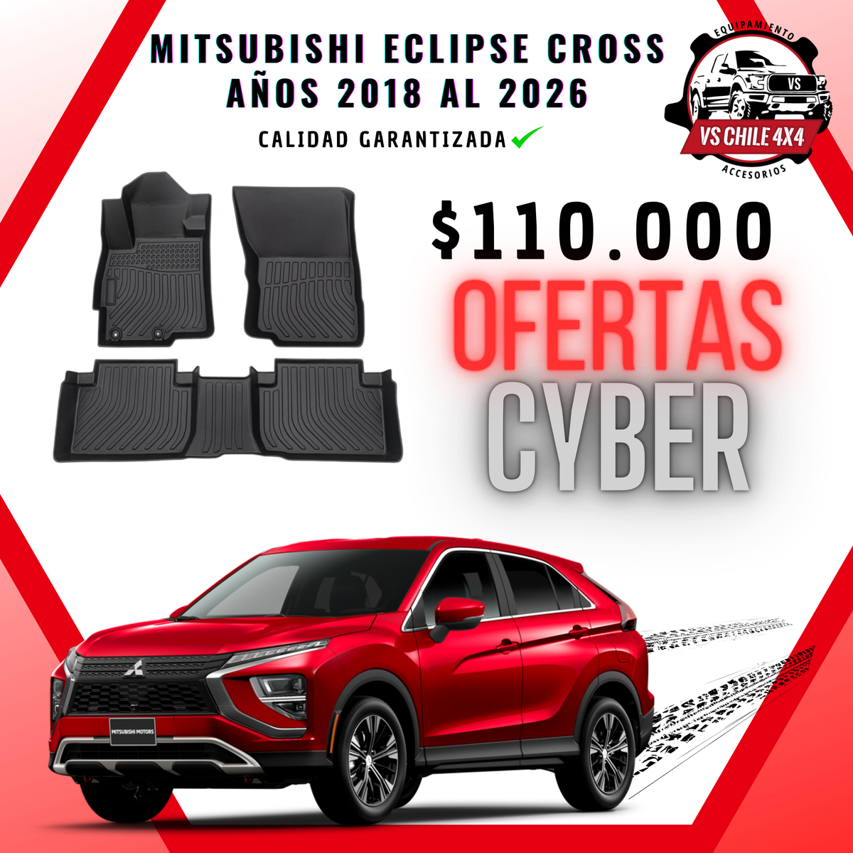 Pisos de Calce Perfecto Mitsubishi Eclipse Cross (2018–2025) — TPE 3D Premium