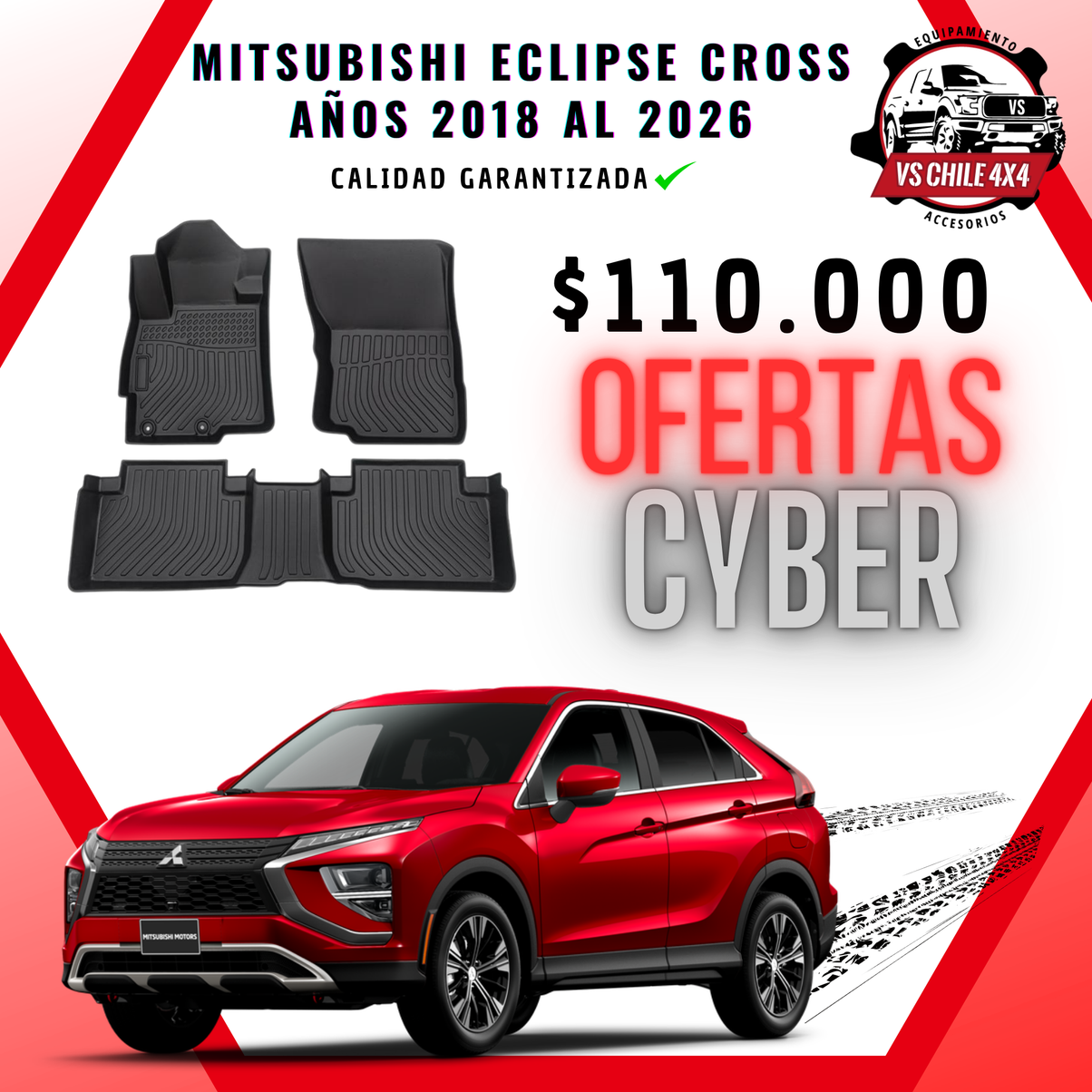 Pisos de Calce Perfecto Mitsubishi Eclipse Cross (2018–2025) — TPE 3D Premium