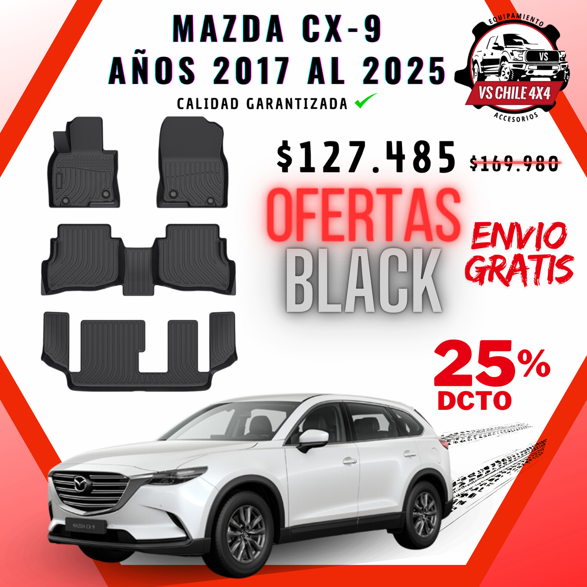 Pisos Calce Perfecto Mazda CX9 CX-9 2017 al 2025