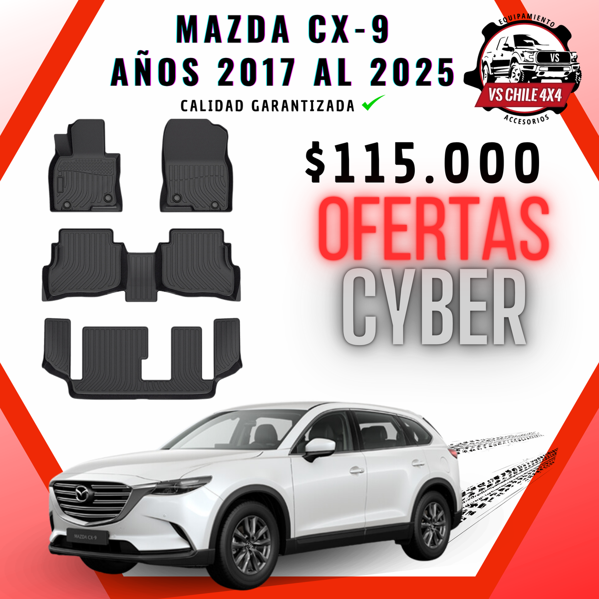 Pisos Calce Perfecto Mazda CX9 CX-9 2017 al 2025