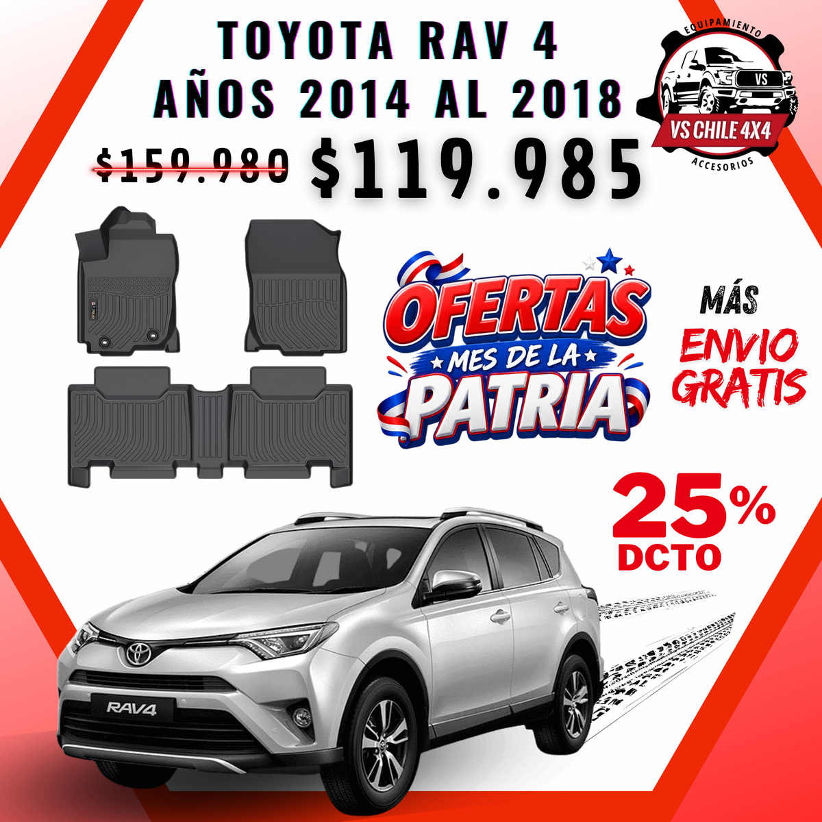 Pisos Calce Perfecto Toyota RAV4 RAV 4 años 2014 al 2018