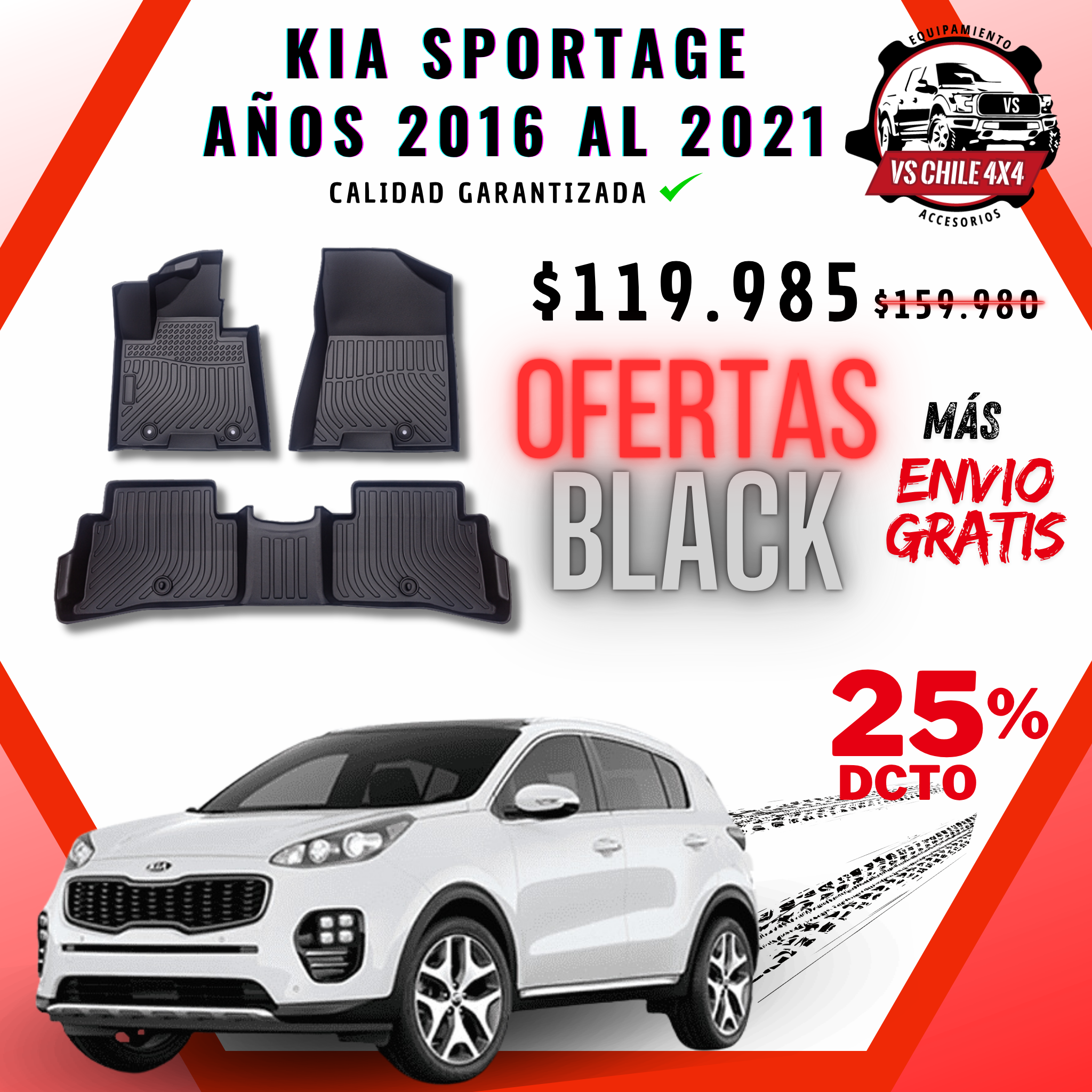 Pisos Calce Perfecto Kia Sportage (2016 al 2021)