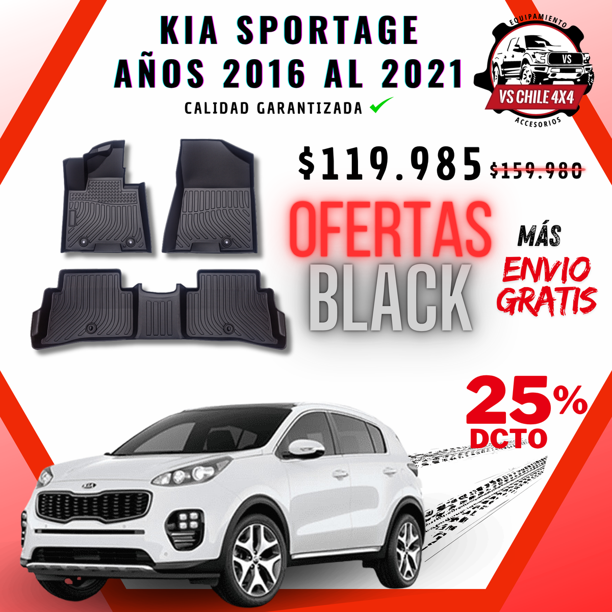 Pisos Calce Perfecto Kia Sportage (2016 al 2021)