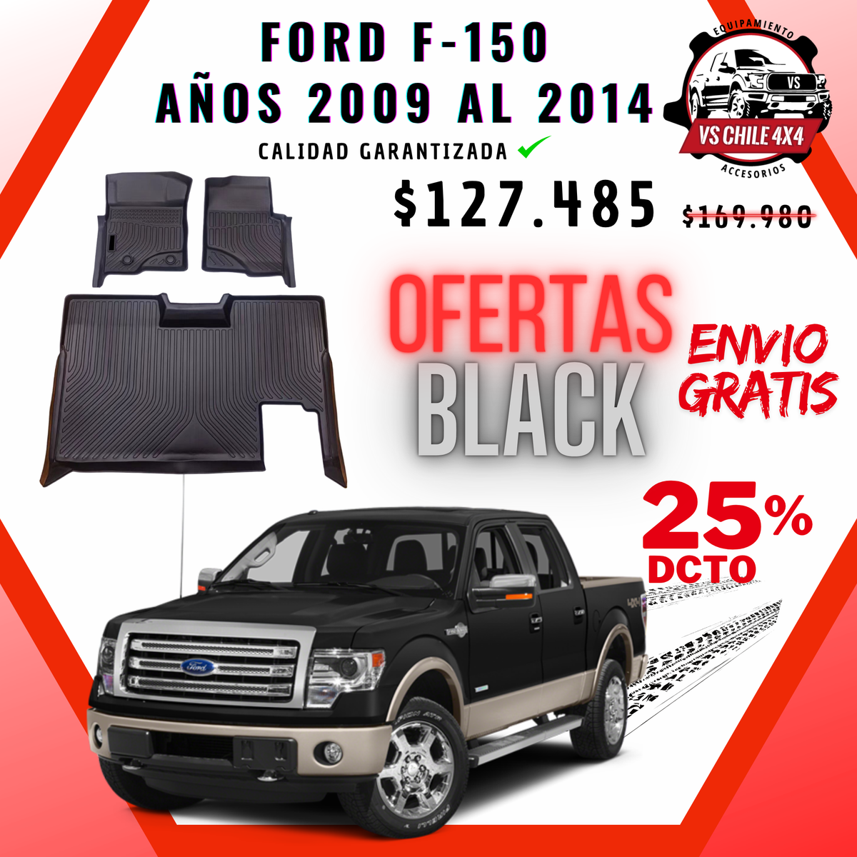 Pisos Calce Perfecto Ford F150 Doble Cabina (2009 - 2014)