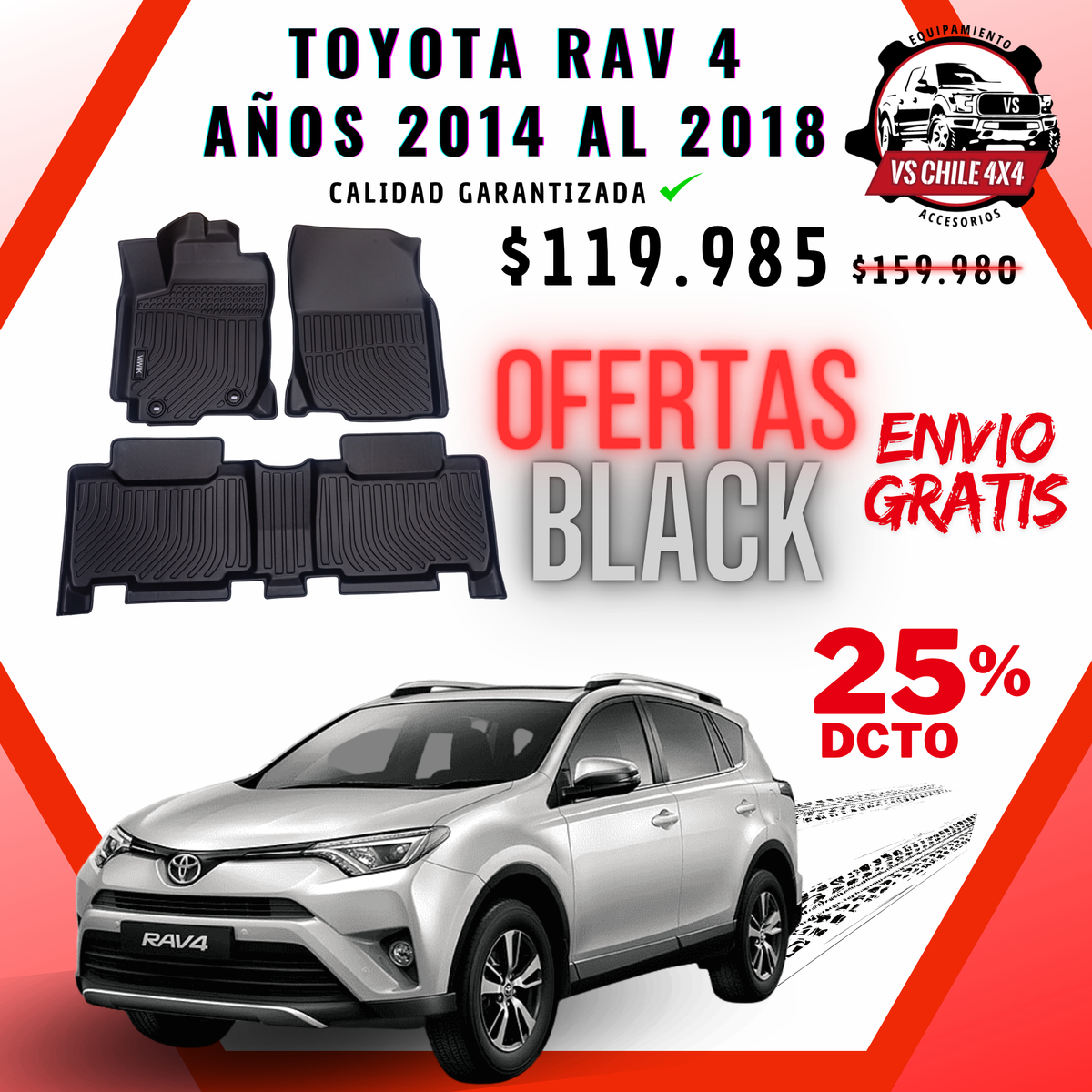 Pisos Calce Perfecto Toyota RAV4 RAV 4 años 2014 al 2018