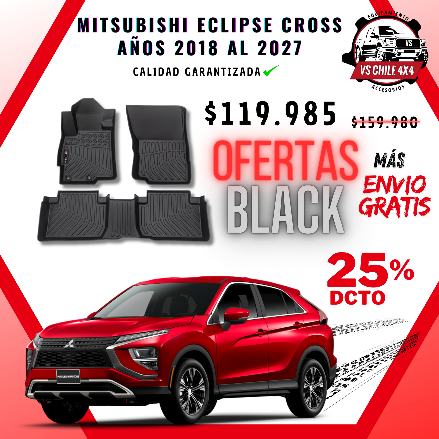Pisos de Calce Perfecto Mitsubishi Eclipse Cross (2018–2027) — TPE 3D Premium