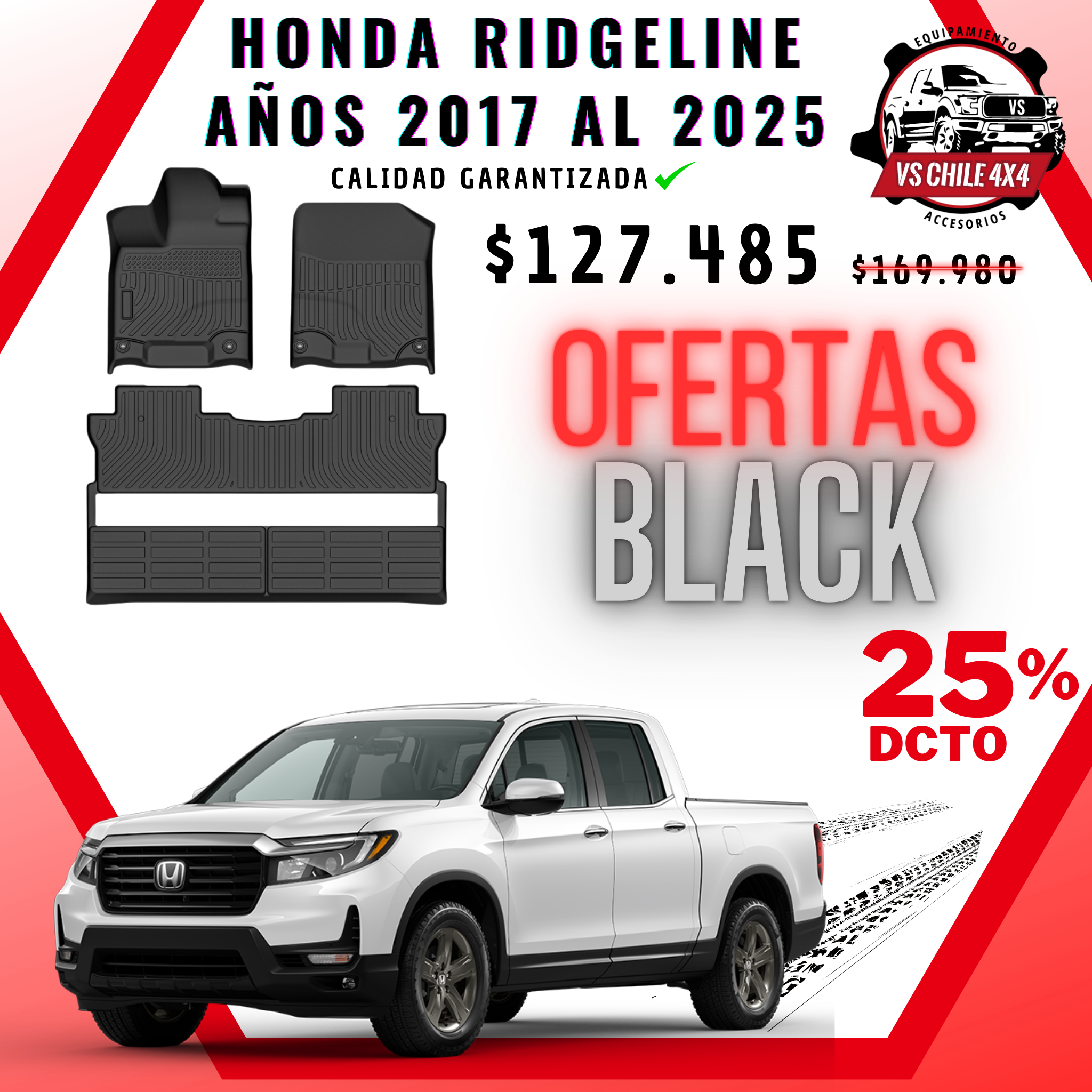 Pisos Calce Perfecto Honda Ridgeline (2017 - 2025)