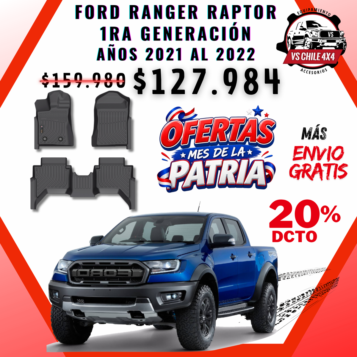 Pisos Calce Perfecto Ford Ranger Raptor 1ra Generacion