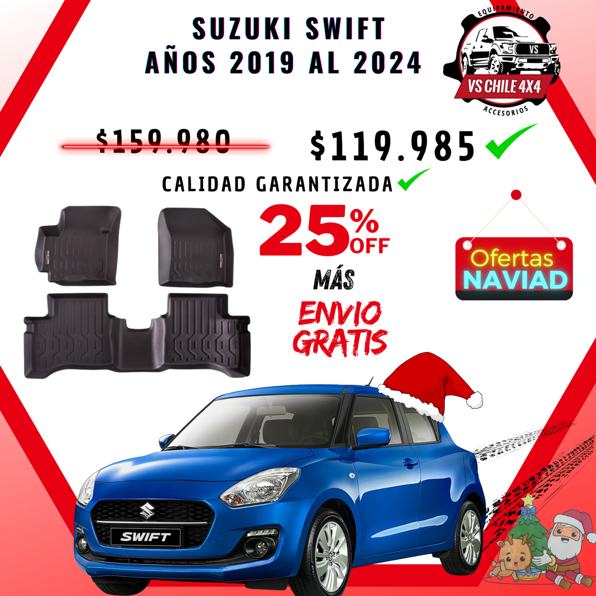 Pisos Calce Perfecto Suzuki Swift años 2019 al 2024