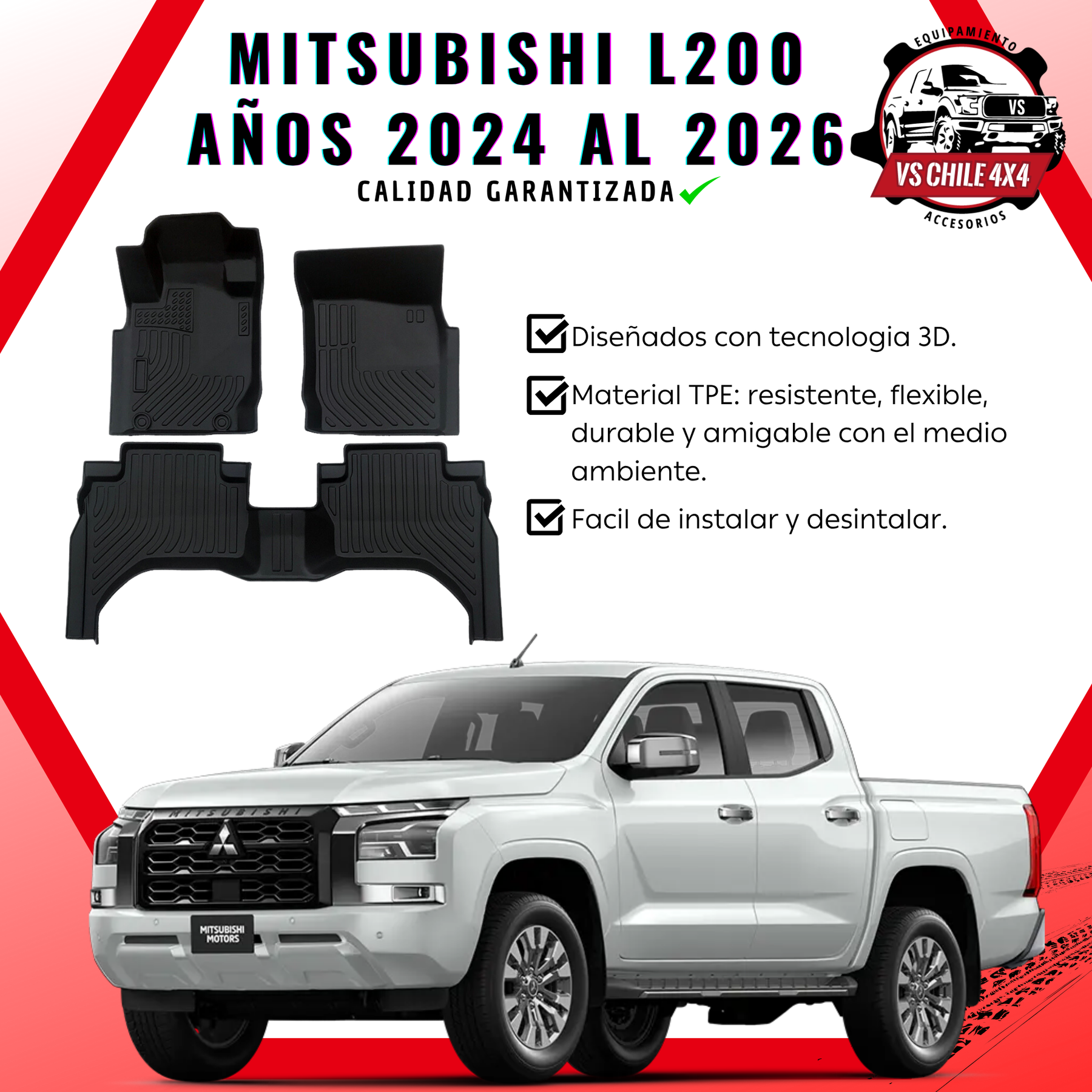 Pisos Calce Perfecto Mitsubishi L200 Doble Cabina (2024 - 2026)