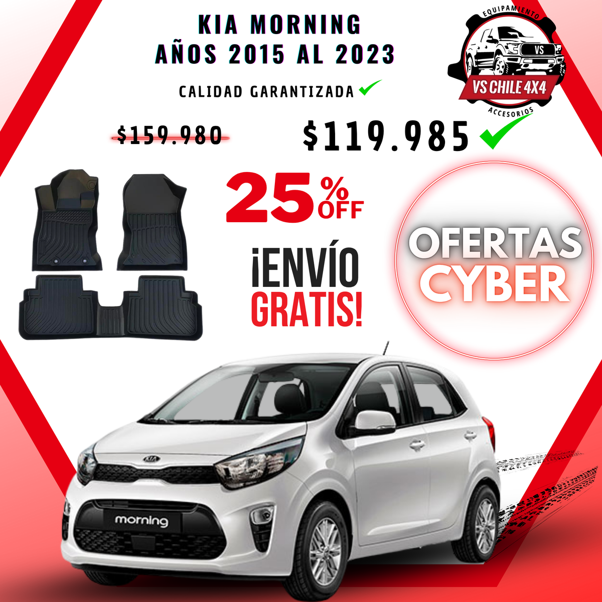 Pisos Calce Perfecto KIA Morning años 2015 al 2023