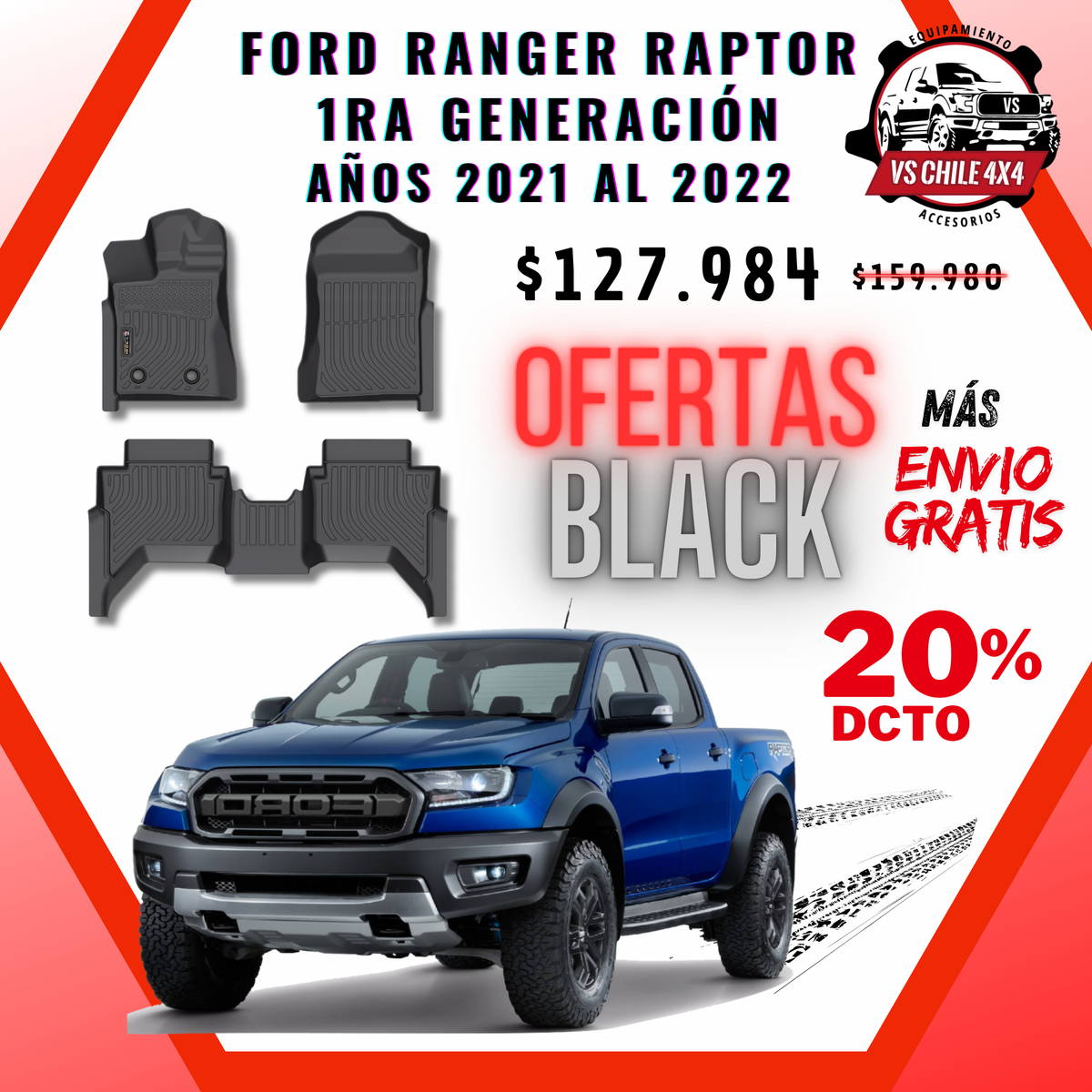 Pisos Calce Perfecto Ford Ranger Raptor 1ra Generacion