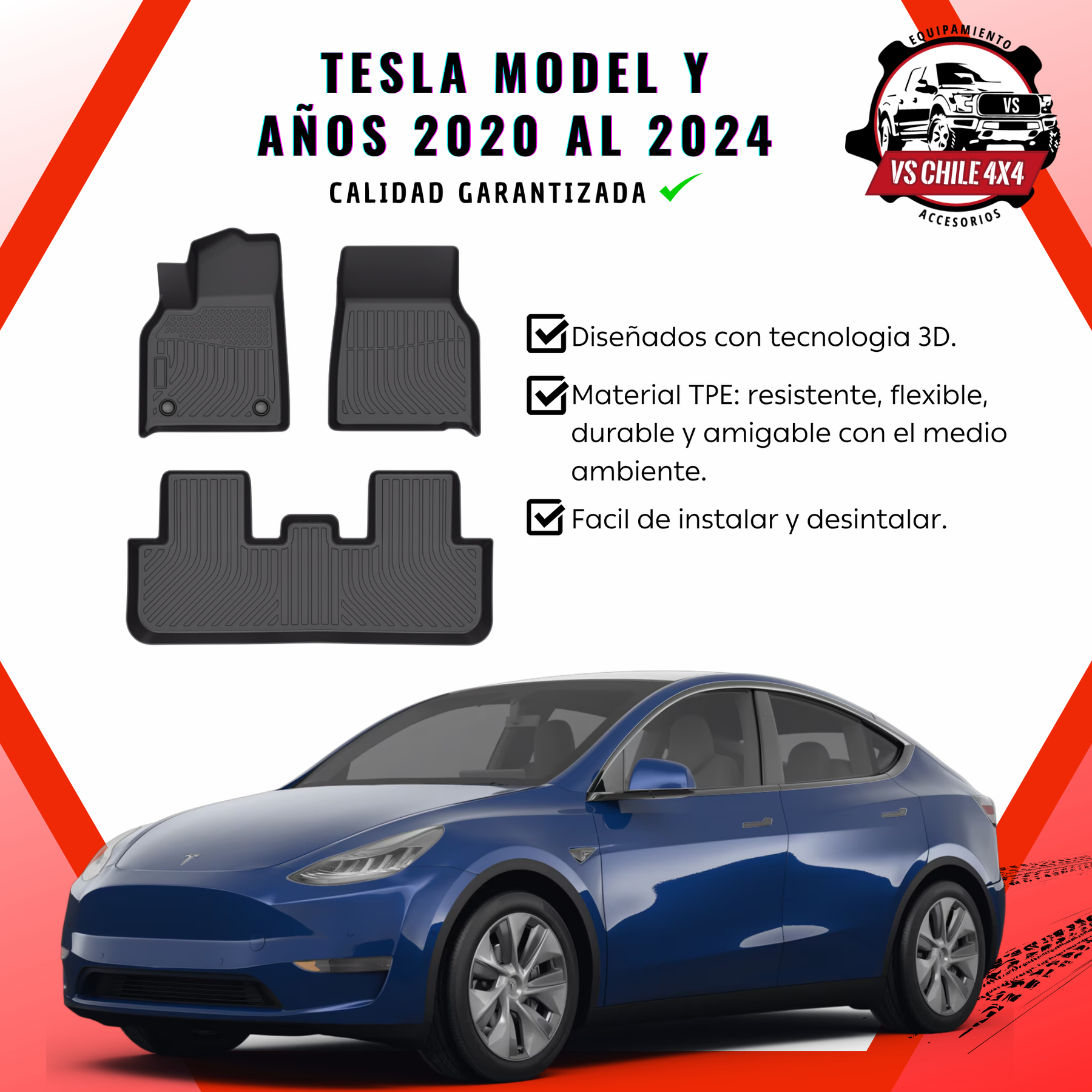 Pisos Calce Perfecto Tesla Model Y (2020 - 2024)