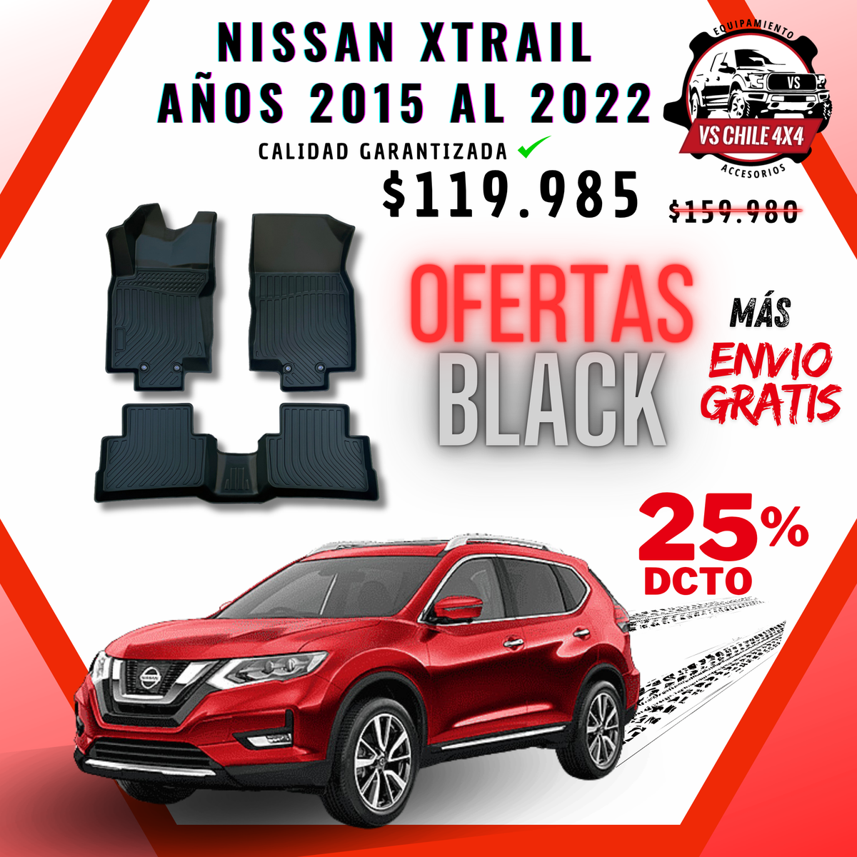Pisos Calce Perfecto NISSAN XTRAIL X-TRAIL  años 2015 al 2022