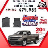 Pisos Calce Perfecto Chevrolet Silverado cabina simple 2014 al 2018
