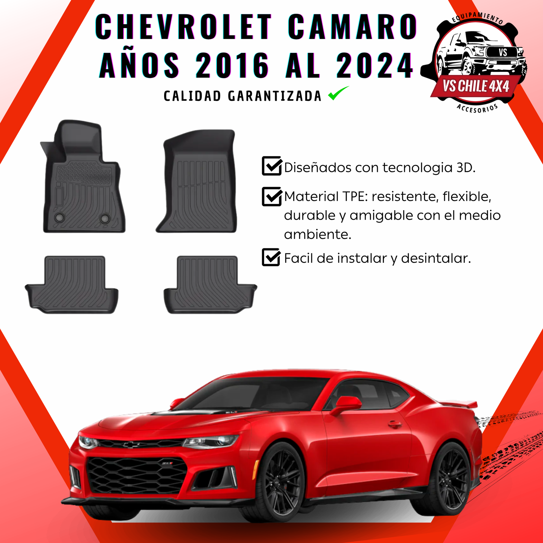 (PREVENTA) Pisos Calce Perfecto Chevrolet Camaro años 2016 al 2024