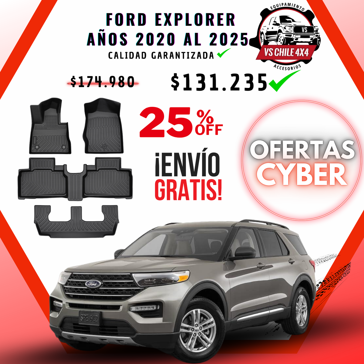 Pisos Calce Perfecto Ford Explorer 3 Corridas (2020 - 2025)