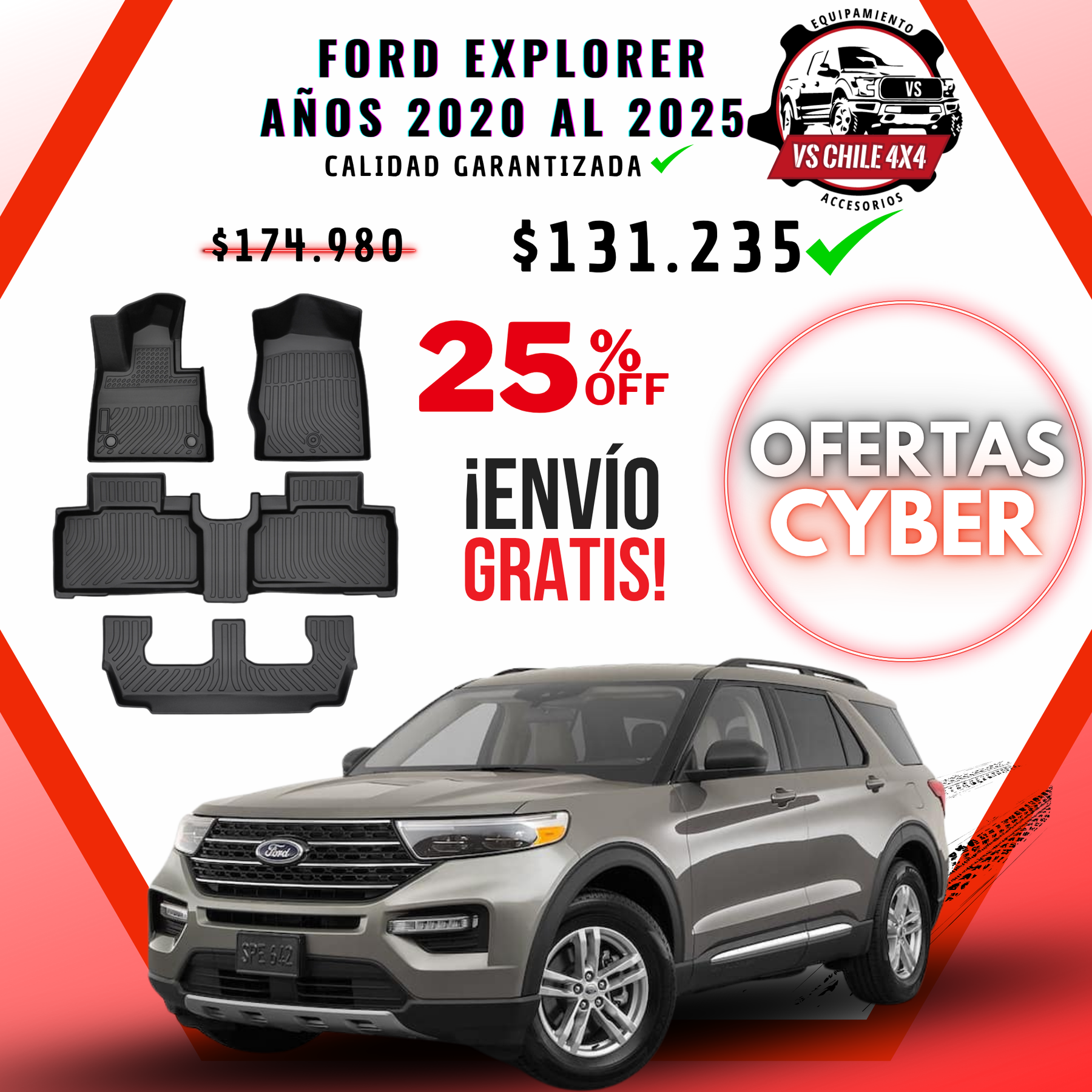 Pisos Calce Perfecto Ford Explorer 3 Corridas (2020 - 2025)