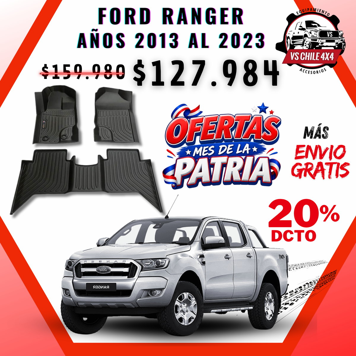 Pisos Calce Perfecto Ford Ranger años 2013 al 2023
