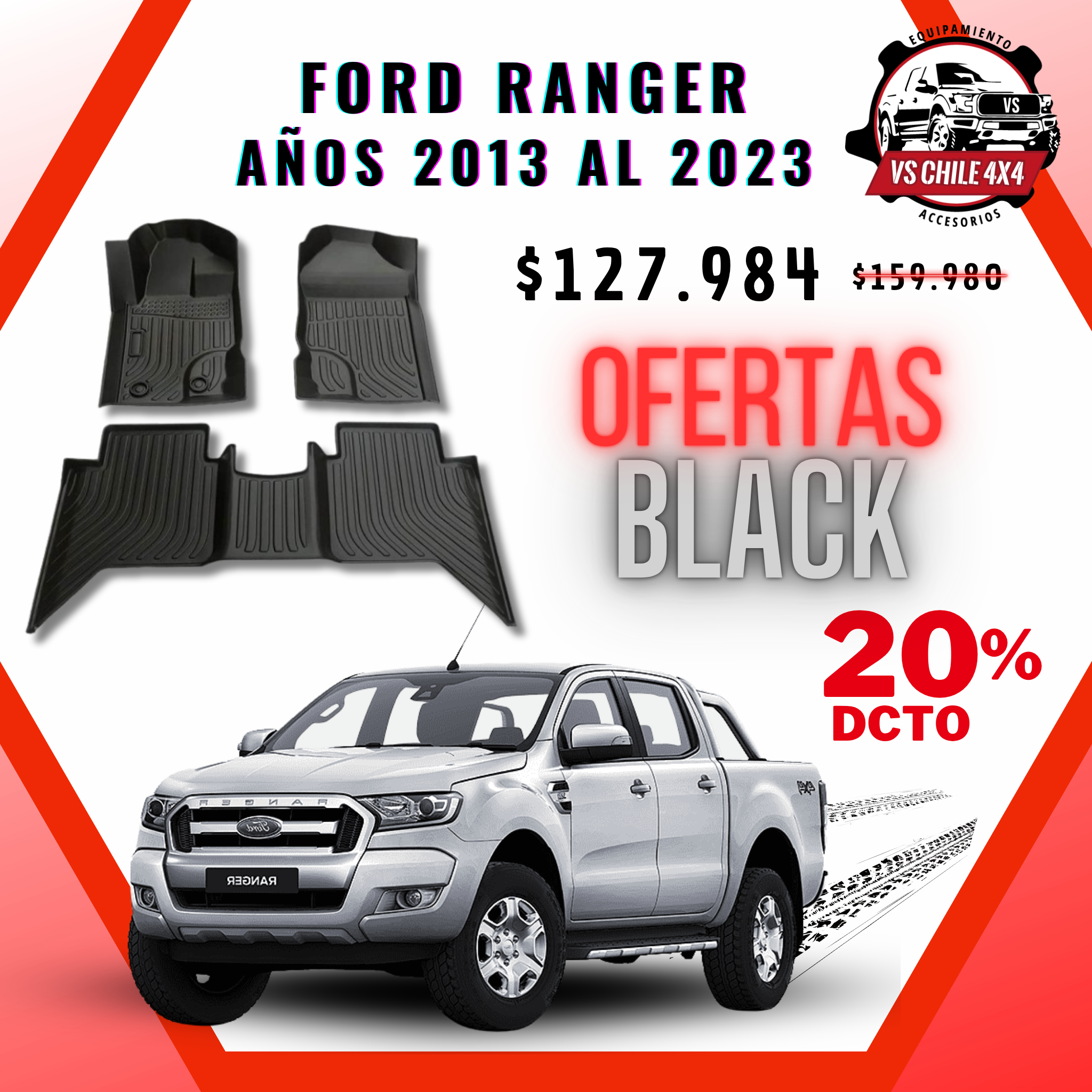 Pisos Calce Perfecto Ford Ranger años 2013 al 2023