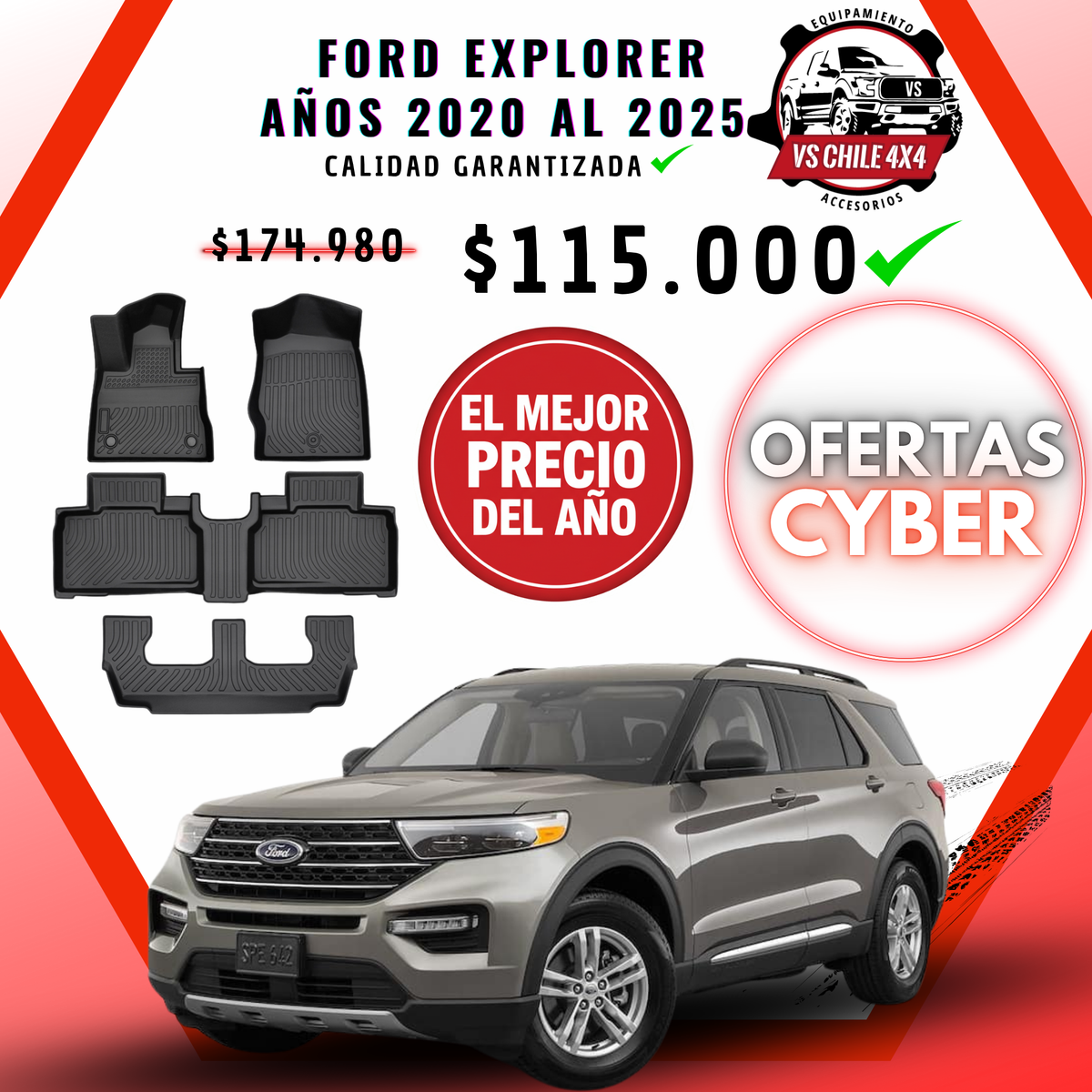 Pisos Calce Perfecto Ford Explorer 3 Corridas (2020 - 2025)