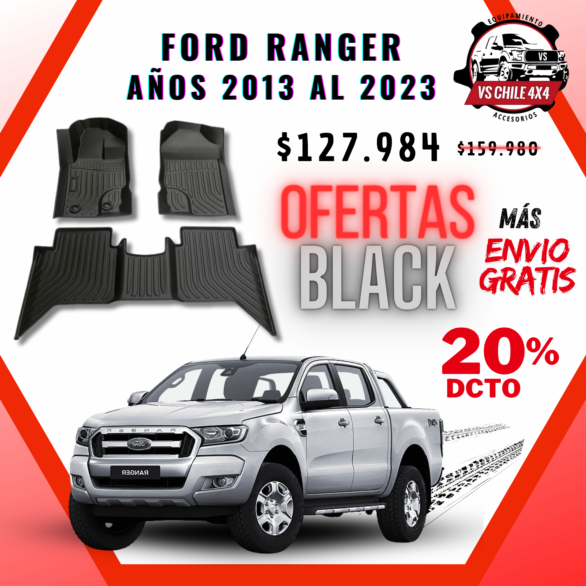 Pisos Calce Perfecto Ford Ranger años 2013 al 2023