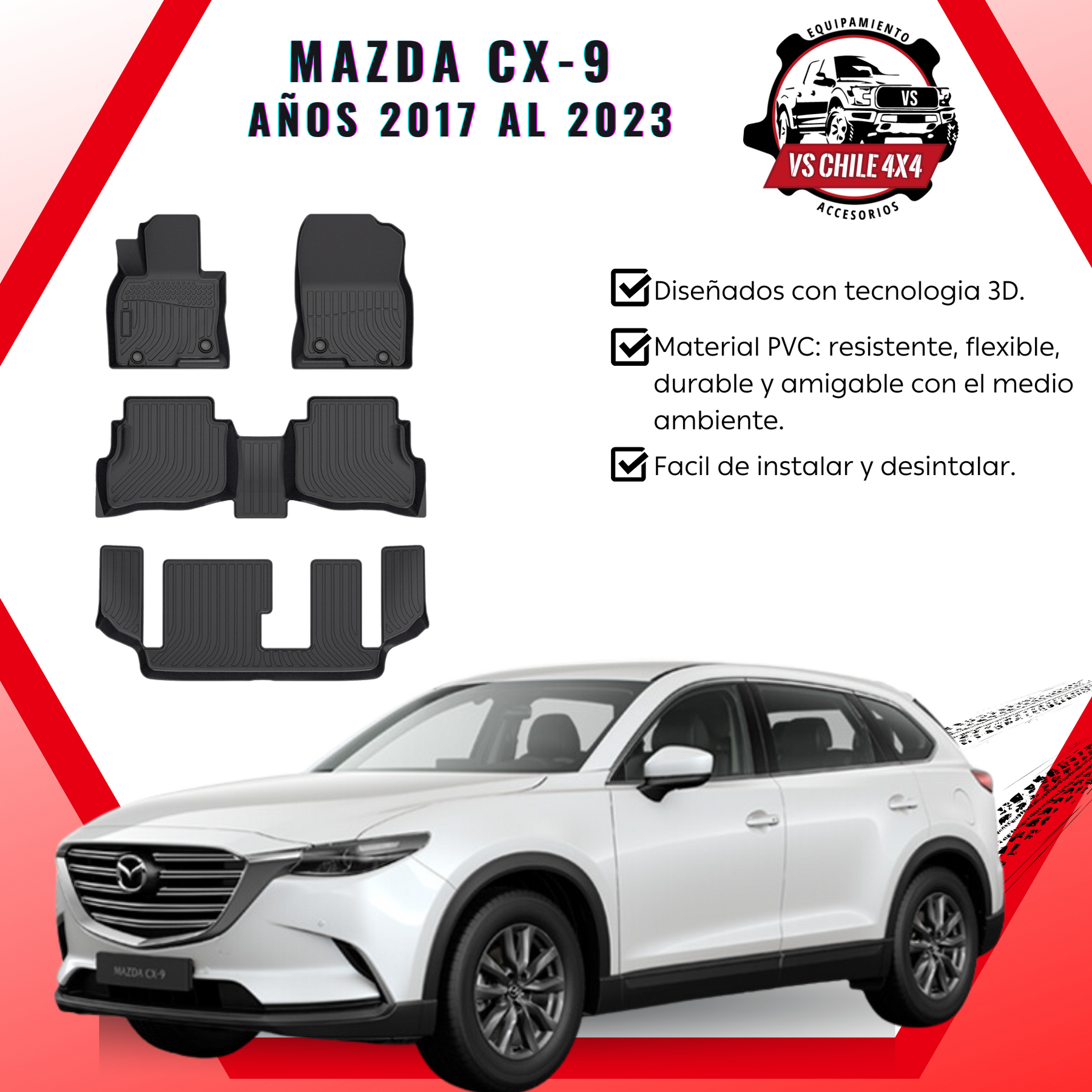 Pisos Calce Perfecto MAZDA CX-9 años 2017 al 2023