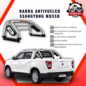 Barra Antivuelco Cromada Ssangyong Musso con Luz LED