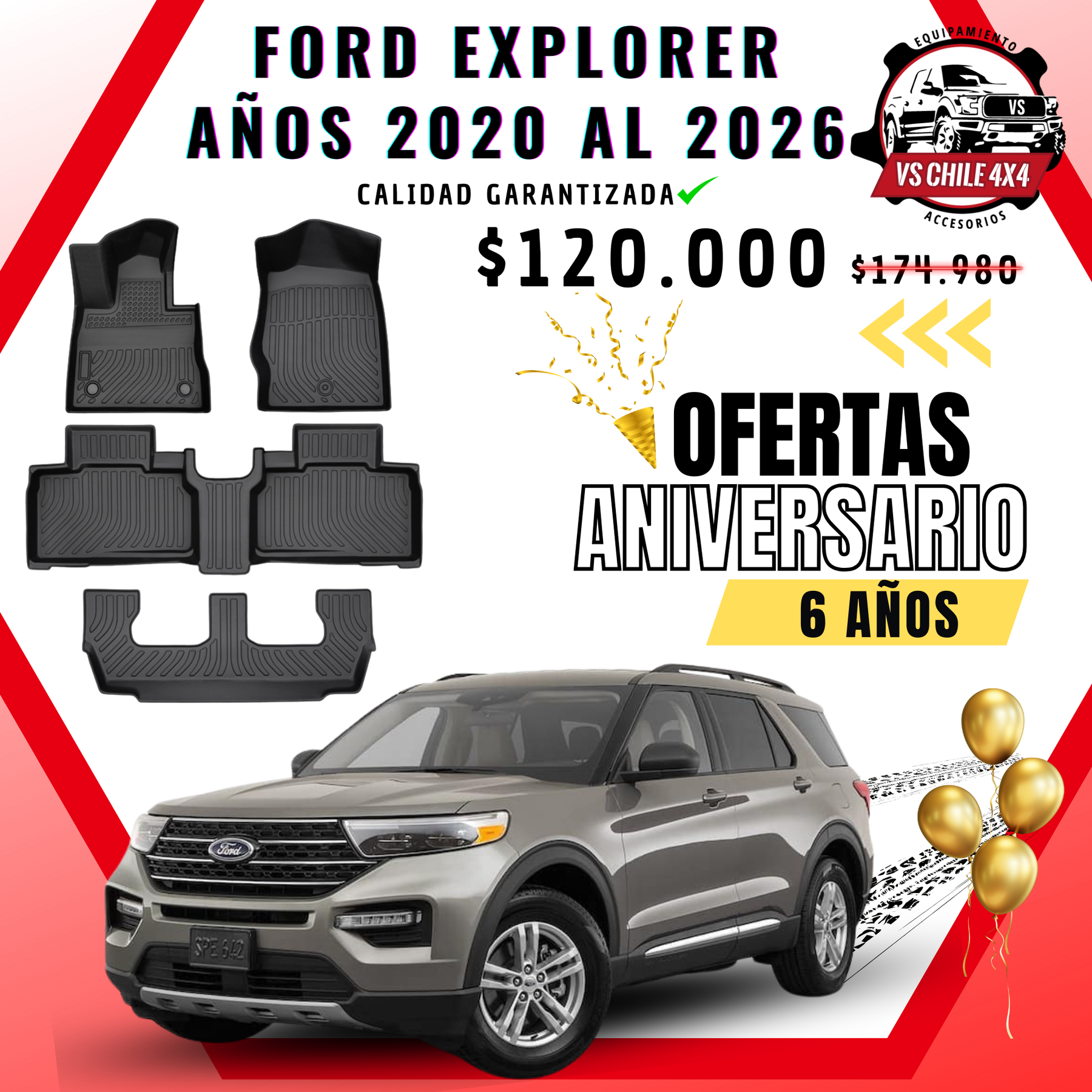 Pisos Calce Perfecto Ford Explorer 3 Corridas (2020 - 2026)