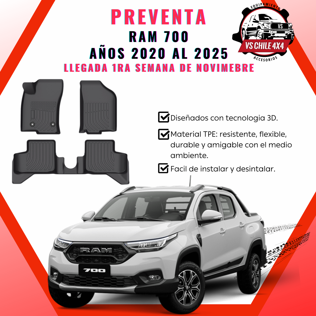 (PREVENTA) Pisos Calce Perfecto RAM 700 años 2020 al 2025