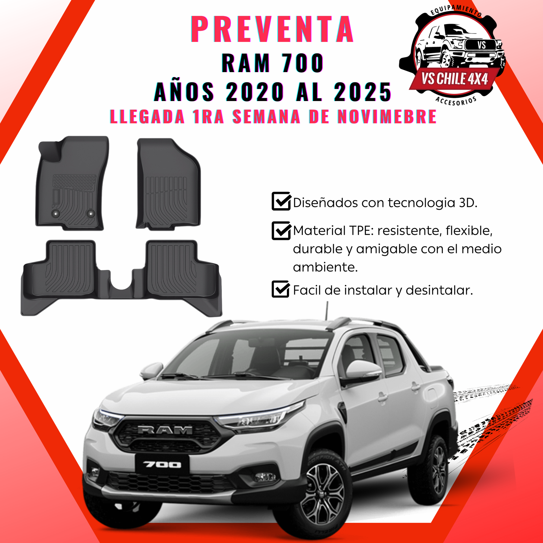 (PREVENTA) Pisos Calce Perfecto RAM 700 años 2020 al 2025