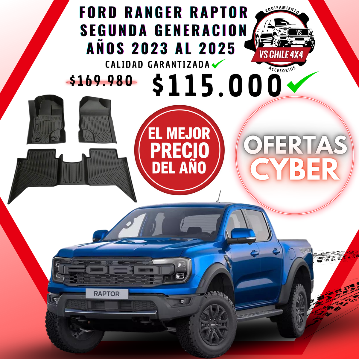 Pisos Calce Perfecto Ford Ranger Raptor 2da Gen (2023 - 2025)