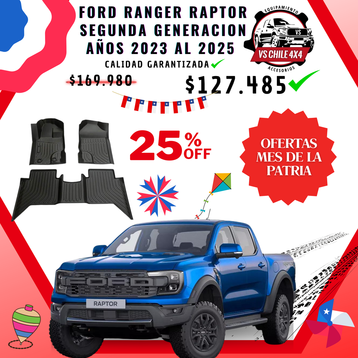 Pisos Calce Perfecto Ford Ranger Raptor 2da Gen (2023 - 2025)