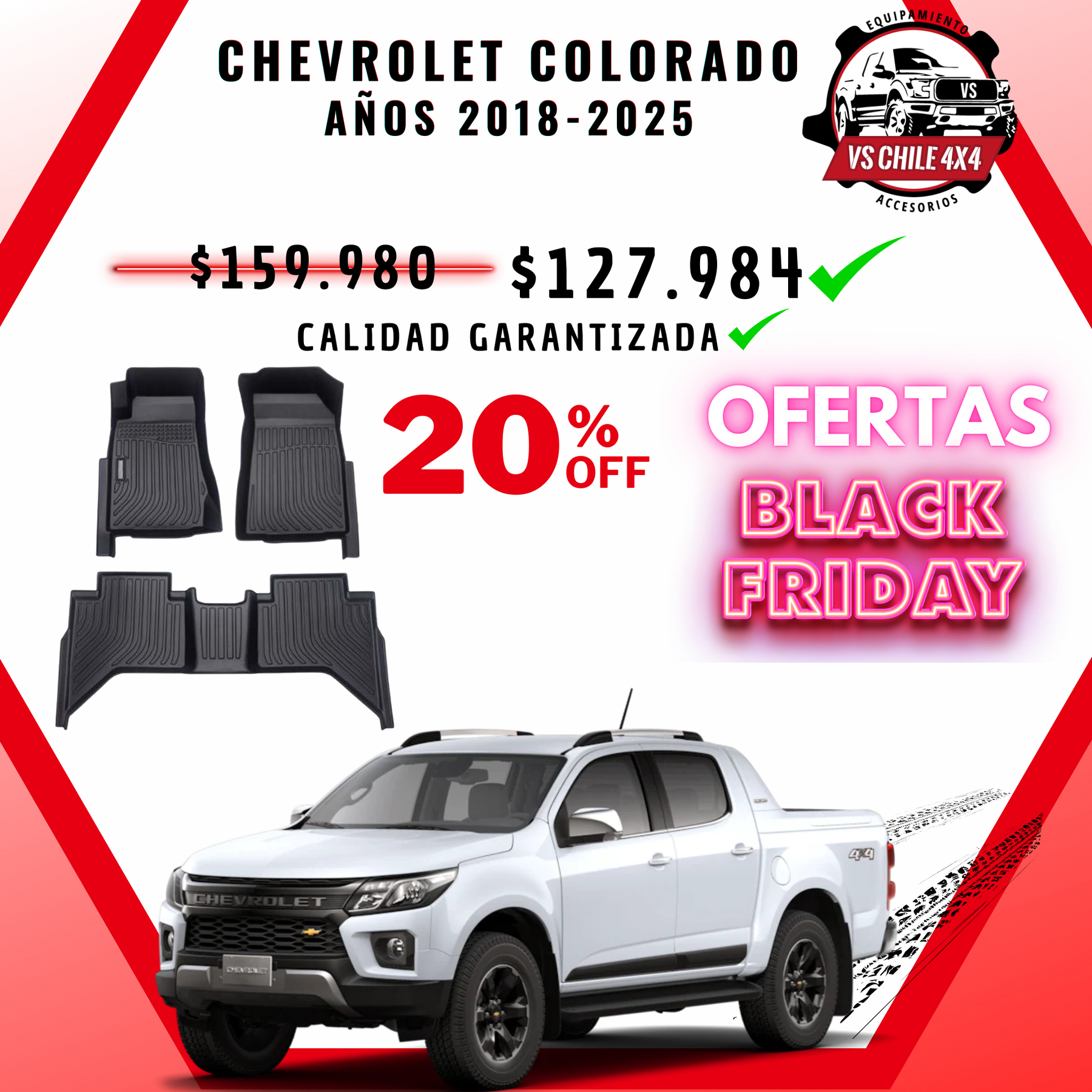Pisos Calce Perfecto Chevrolet Colorado 2018 al 2024