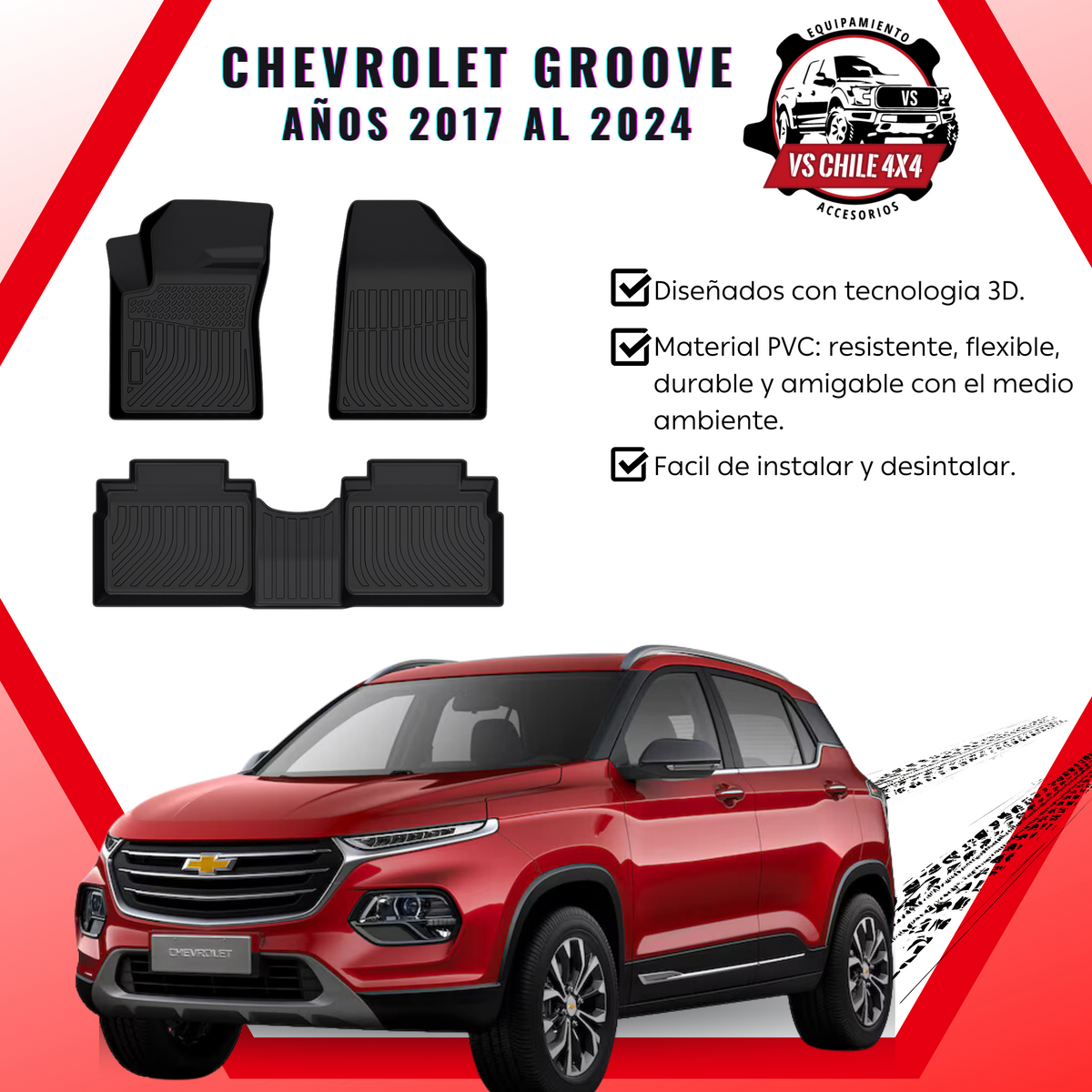 Pisos Calce Perfecto Chevrolet Groove años 2017 al 2024