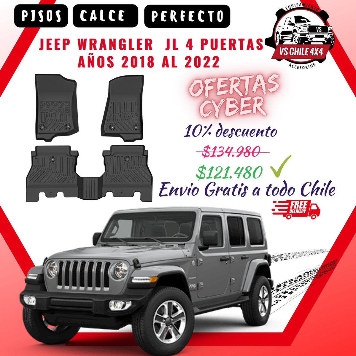 Pisos Calce Perfecto JEEP Wrangler JL años 2018 al 2022