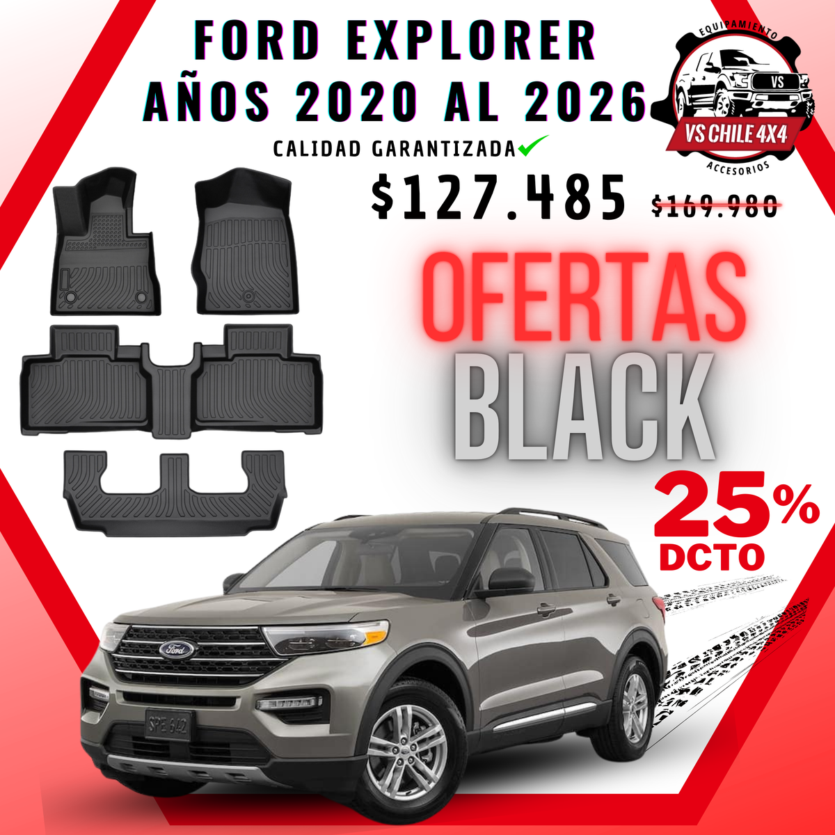 Pisos Calce Perfecto Ford Explorer 3 Corridas (2020 - 2026)