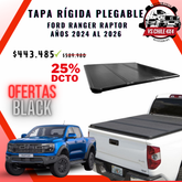 Tapa Plegable Rígida Ford Ranger Raptor 2024 al 2026