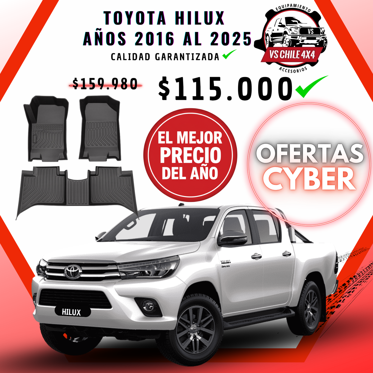 Pisos Calce Perfecto Toyota Hilux años 2016 - 2025