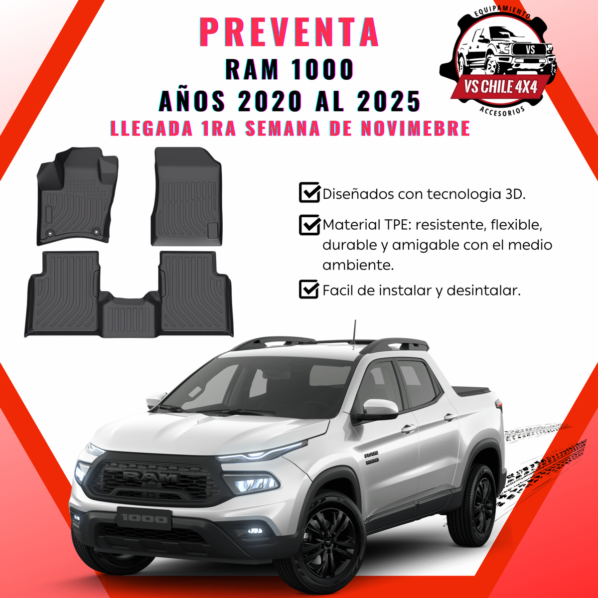 (PREVENTA) Pisos Calce Perfecto RAM 1000 (2020 - 2025)