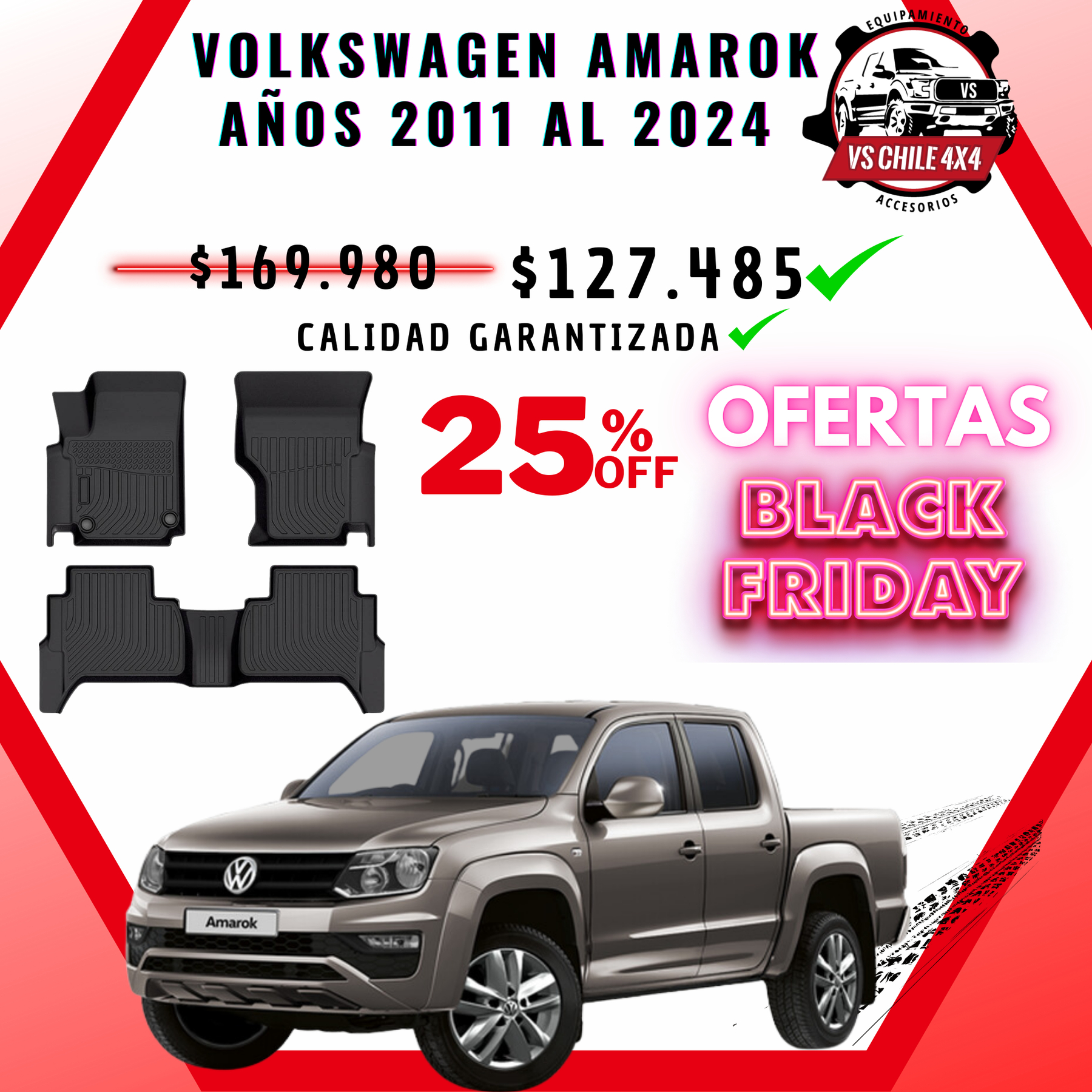Pisos Calce Perfecto Volkswagen Amarok años 2011 al 2025