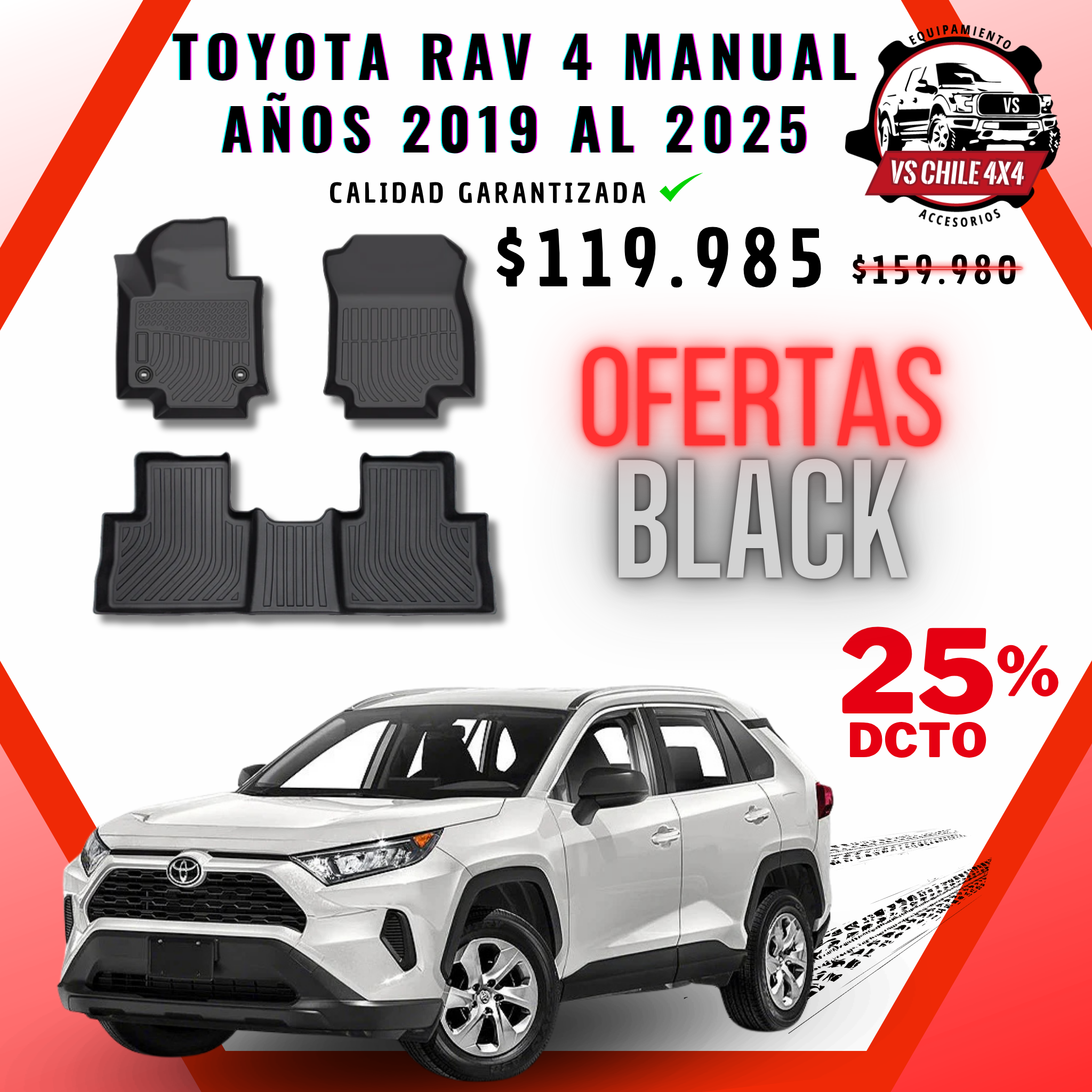 Pisos Calce Perfecto Toyota RAV 4 / Rav4 Manual (2019 - 2025)