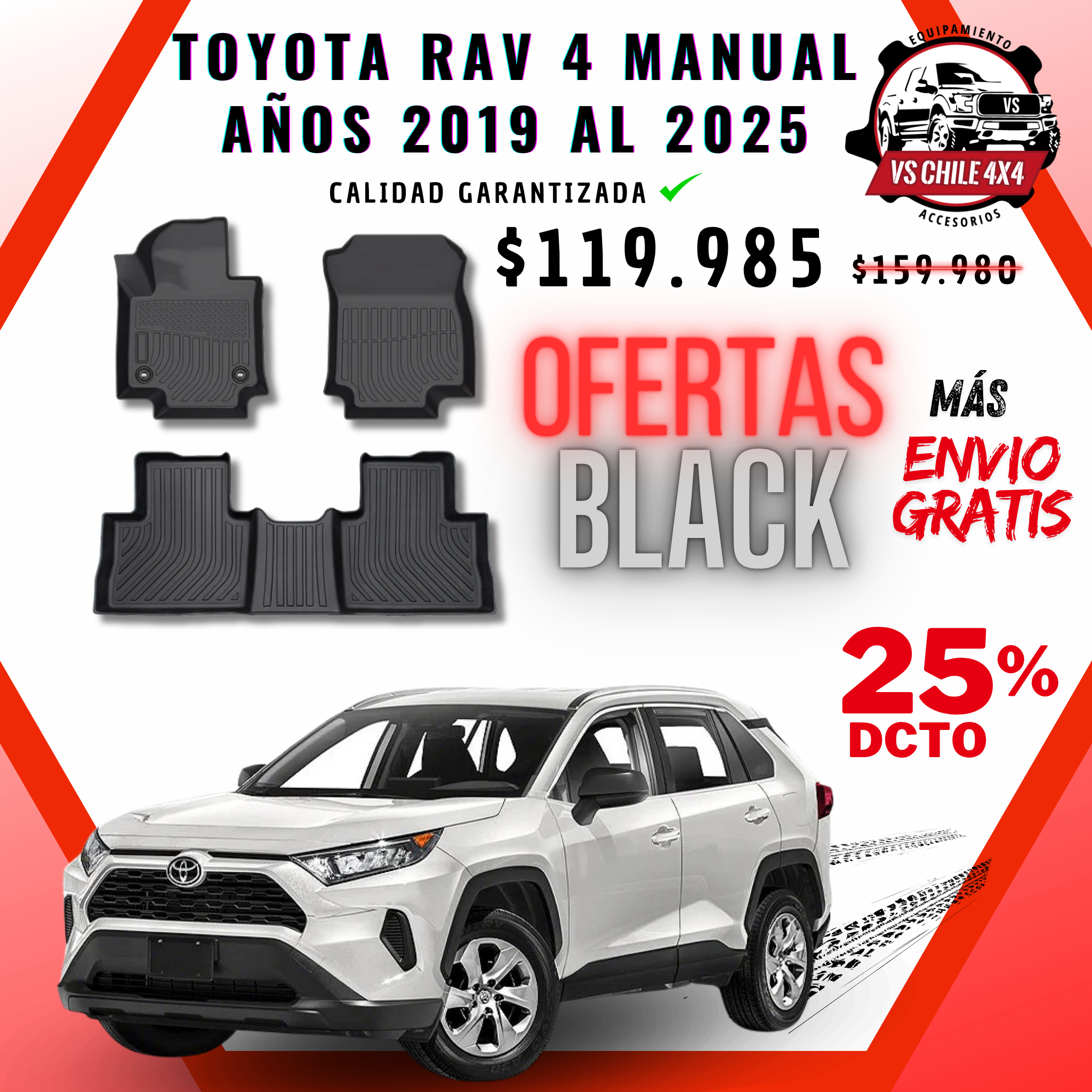 Pisos Calce Perfecto Toyota RAV 4 / Rav4 Manual (2019 - 2025)