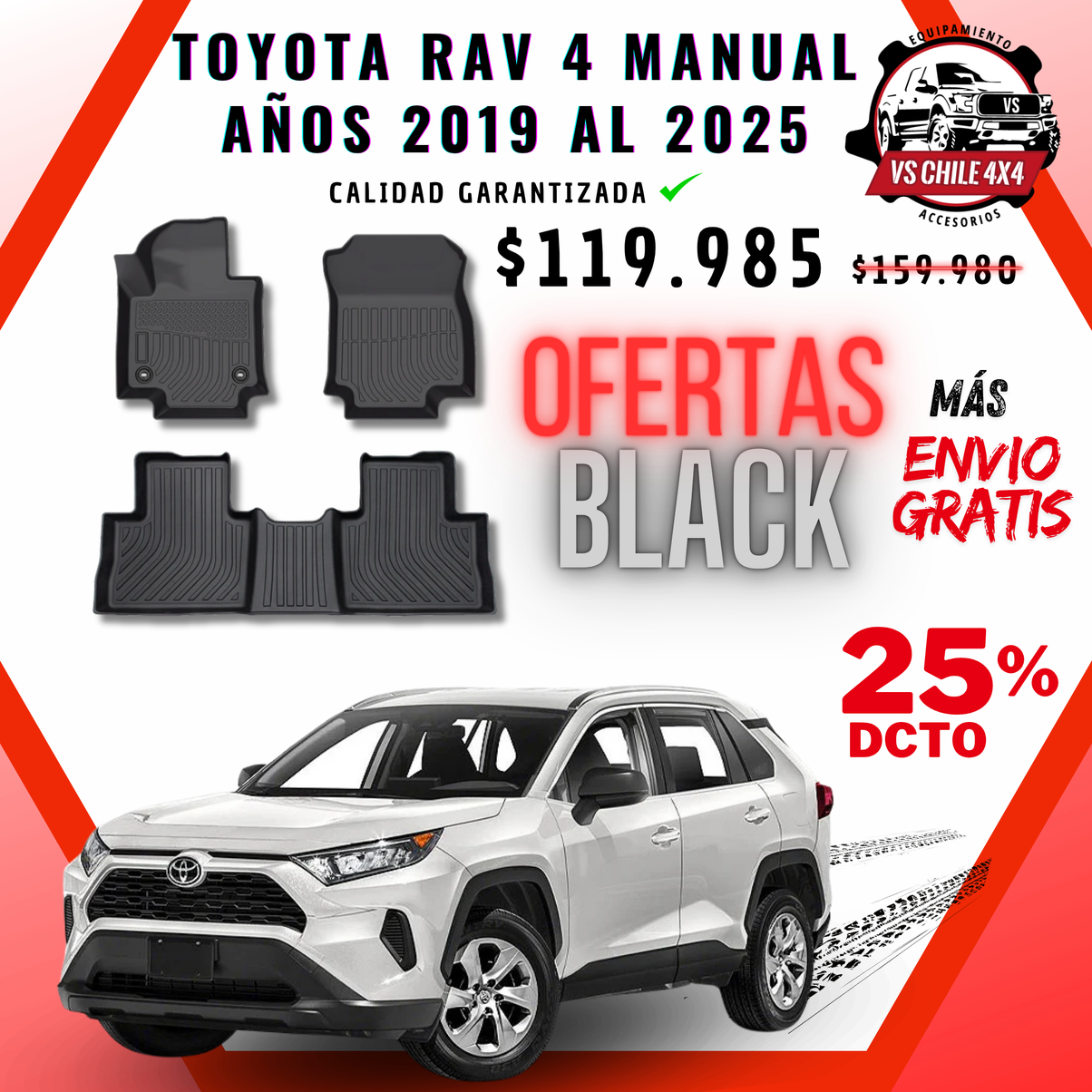 Pisos Calce Perfecto Toyota RAV 4 / Rav4 Manual (2019 - 2025)