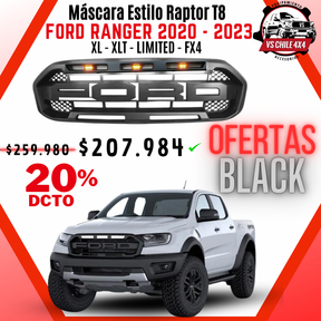 Máscara Estilo Raptor Ford Ranger (2020 - 2023) con Luces Ámbar