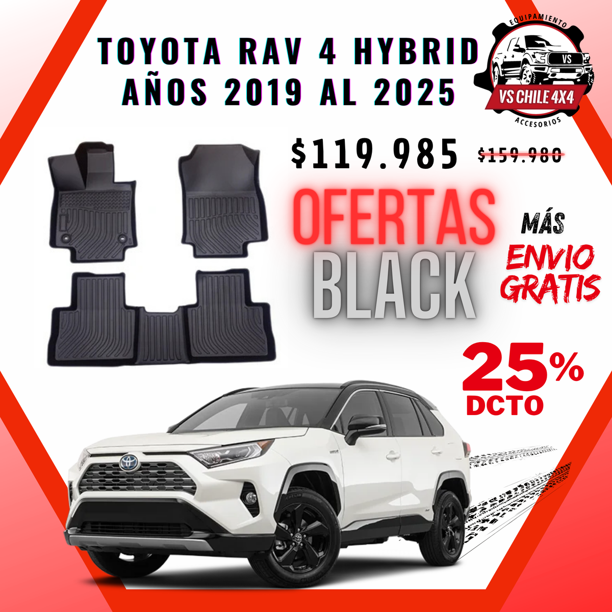 Pisos Calce Perfecto TOYOTA RAV 4 HYBRID años 2019 al 2025