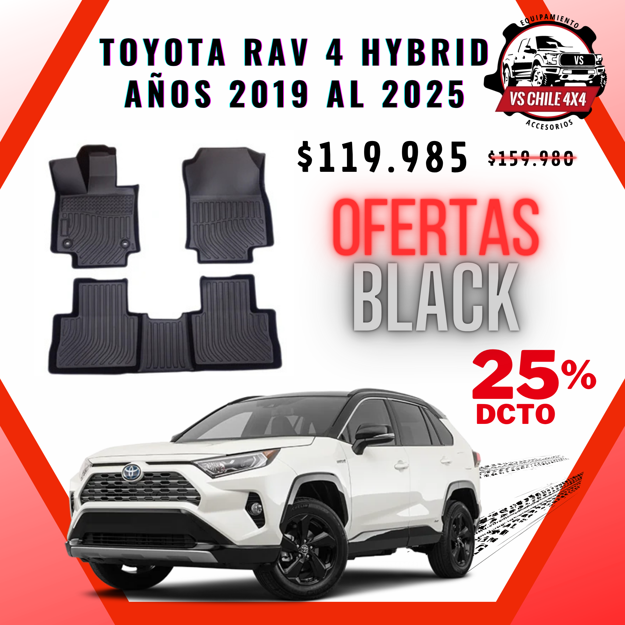 Pisos Calce Perfecto TOYOTA RAV 4 HYBRID años 2019 al 2025