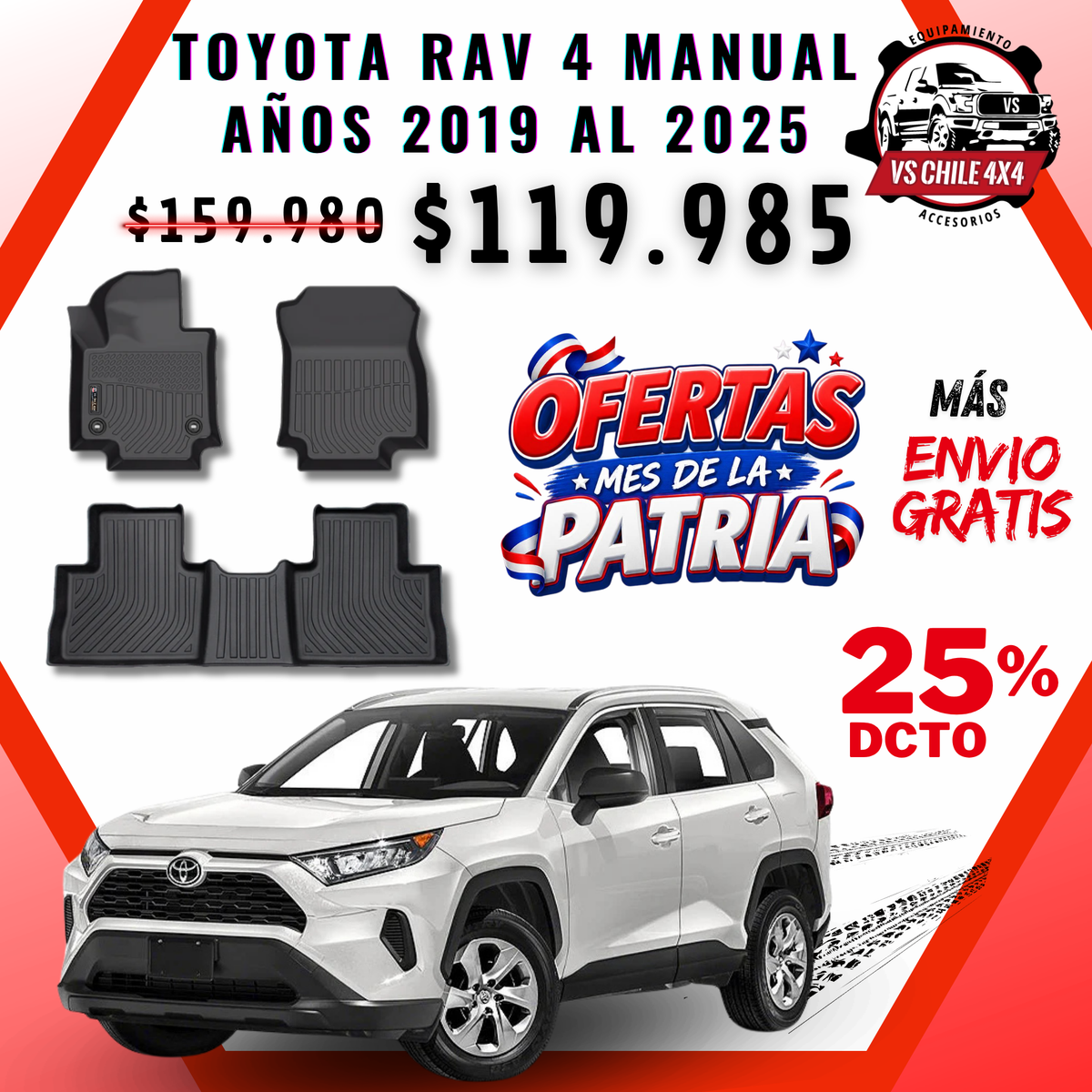 Pisos Calce Perfecto Toyota RAV 4 / Rav4 Manual (2019 - 2025)